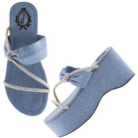 Shoetopia Women's Wedge Sandal-8 Kids Uk (Girls-P-Jeans-Blue)-Eu41
