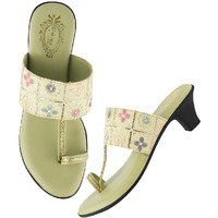 Shoetopia Classic Heeled Green Kolhapuri For Women & Girls /Eu42
