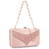 Adisa Beaded Formal Party Clutch With Pearls Handle Gold Chain For Women And Girls (Cl110-Pin)