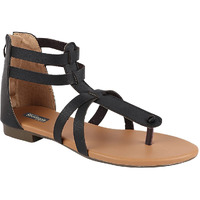 Shoetopia Women Black Gladiator Flats Sandal-Eu37
