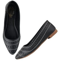 Shoetopia Women's Blackcut-Out Ballerina Flats  Pointed Toe Slip-Ons With Comfort Sole For Office & Casual Eu39