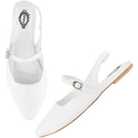 Women's Pointed-Toe Flats  Stylish Slingback Ballerina Shoes With Adjustable Strap  Casual & Office Wear White Eu41