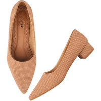 Shoetopia Embellished Shimmery Tan Pumps For Women & Girls /Eu40