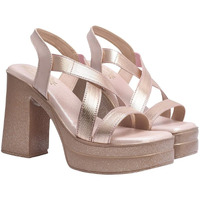 Shoetopai Women's Rose Gold Platform Heels  Shiny Crisscross Straps With Chunky Block Heel, Elegant Party & Wedding Footwear Eu38