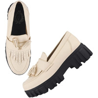 Shoetopia Cream Loafers For Women /Eu40