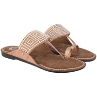 Shoetopia Chic Comfort & Stylish Rose-Gold Kolhapuri Flats For Girls /Eu43