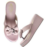 Shoetopia Upper Bow Detailed Wedges | Cushioned Footbed |Casual, Ethnic, Festive Women's Girls Stylish Slip On | Light Weight For Daily & Outdoor Sandal-Peach-Eu38