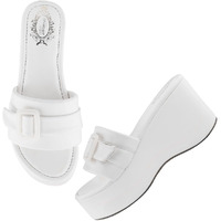 Shoetopia Women's White Platform Slip-On Sandals  Chunky Wedge Slides With Buckle Strap Stylish Comfortable, Durable Perfect For Casual & Party Eu38