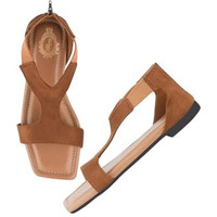 Shoetopia Women Stylish Tan Flat Sandals /Eu39