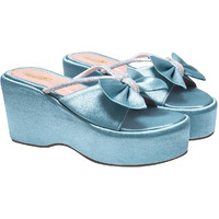 Shoetopia Embellished Blue Platfrom Heels For Women & Girls /Eu35