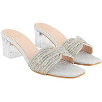 Shoetopia Embellished Rhinstone Silver Heels For Women & Girls /Eu36