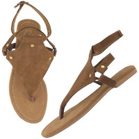 Shoetopia Stylish Ankle Strap Tan Flat Sandals For Women & Girls /Eu41