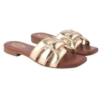Shoetopia Shiny Open Toe Embellished Golden Flats For Women & Girls /Eu39
