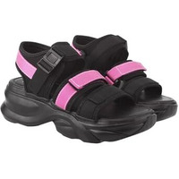 Shoetopia Smart Casual Black & Pink Sporty Sandals For Women & Girls /Eu39