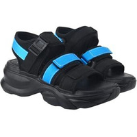Shoetopia Smart Casual Black & Blue Sporty Sandals For Women & Girls /Eu36