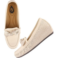 Shoetopia Upper Bow Detailed Cream Loafers For Women /Eu42