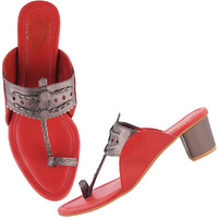 Shoetopia Women's Kh-4433 Mauve Heeled Sandal-4 Kids Uk (Kh-4433-Red)-Eu37