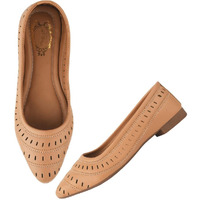 Shoetopia Women's Tancut-Out Ballerina Flats  Pointed Toe Slip-Ons With Comfort Sole For Office & Casual Eu37