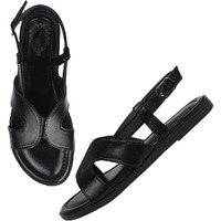 Shoetopia Women's Girls-Snd-190 Flat Sandal-3 Kids Uk (Girls-Snd-190-Black)-Eu36