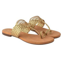 Shoetopia Chic Comfort & Stylish Golden Kolhapuri Flats For Women & Girls /Eu38
