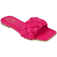 Shoetopia Women's Magenta Braided Flat Slip-On Sandals  Comfortable Open-Toe Casual Slides For Summer, Beach Eu37