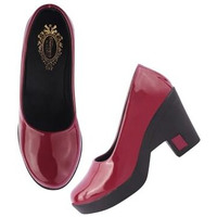 Shoetopia Solid Cherry Pumps For Girls-Eu41
