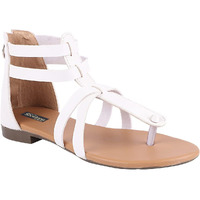 Shoetopia Women White Gladiator Flats Sandal-Eu41