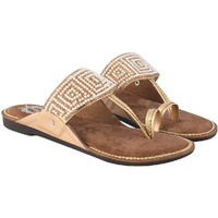Shoetopia Chic Comfort & Stylish Golden Kolhapuri Flats For Women /Eu44