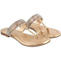 Shoetopia Chic Comfort Golden Kolhapuri Flats For Women & Girls /Eu40