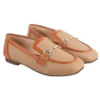 Shoetopia Buckle Detailed Tan Loafers For Women & Gilrs /Eu39