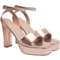 Shoetopia Casual Ankle Strap Rose-Gold Heeled Sandals For Women & Girls /Eu39