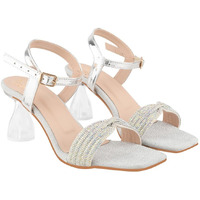 Shoetopia Embellished Rhinstone Silver Heeled Sandals For Women & Girls /Eu39