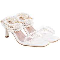 Shoetopia Elegant Pearl-Embellished White Heeled Sandals For Women & Girls /Eu37