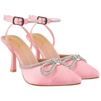 Women's Pink Satin High Heel Sandals Pointed Toe Party Heels With Rhinestone Bow & Ankle Strap  Elegant Stilettos For Weddings & Events Eu40