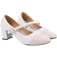 Shoetopia Stylish Solid Buckle Detailed Cream Bellies For Women & Girls /Eu40