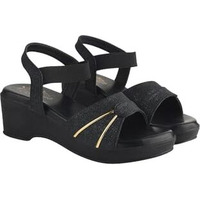 Shoetopia Elegant Black Block Sandals For Girls /Eu38