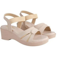 Shoetopia Elegant Cream Block Sandals For Girls /Eu37