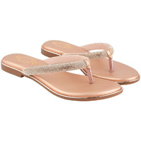 Shoetopia Embellished Rhinstone Strap Rose-Gold Flats For Women & Girls /Eu41