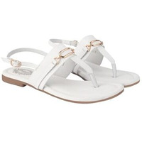 Shoetopia Buckle Detailed White Flat Sandals For Women & Girls /Eu41