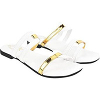 Shoetopia Girls Flat-08 White Flat Sandal - 7 Uk (Girls-Flat-08-White)