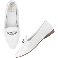 Shoetopia Pointed Toe Flat White Belly For Women & Girls /Eu40