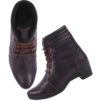Shoetopia Women's Brown Ankle-Length Lace-Up Boots With Low Block Heel  Comfortable Faux Leather Casual Booties For Daily Eu38