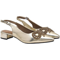 Shoetopia Rhinstone Buckle Pointed Toe Stylish Golden Pumps For Women & Girls