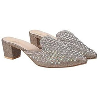 Shoetopia Embellished Copper Heeled Mules For Women & Girls /Eu36