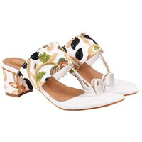 Shoetopia Emberoidered White Heels For Women & Girls /Eu38