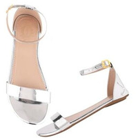 Shoetopia Stylish Embellished Silver Flat Sandals For Women & Girls /Eu37