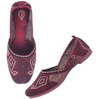 Shoetopia Embroidered Ethnic Maroon Ballerinas For Women & Girls /Eu42