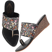 Shoetopia Women's Girls-Hm-165 Wedge Sandal-8 Kids Uk (Girls-Hm-165-Black)-Eu41