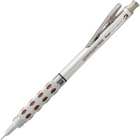Pentel 0.3 Mm Mechanical Drafting Pencil | Metal Clip With Retractable Mechanism | Dual Metal & Rubber Grip | Pack Of 1 | Silver & Brown (Pg1013)