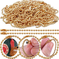 Diy Crafts Pack Of 50 Pcs, Gold Colored, Gold Ball Chains, Long Bead Connector Clasp Tag Keychain Key(Pack Of 50 Pcs, Gold Colored)